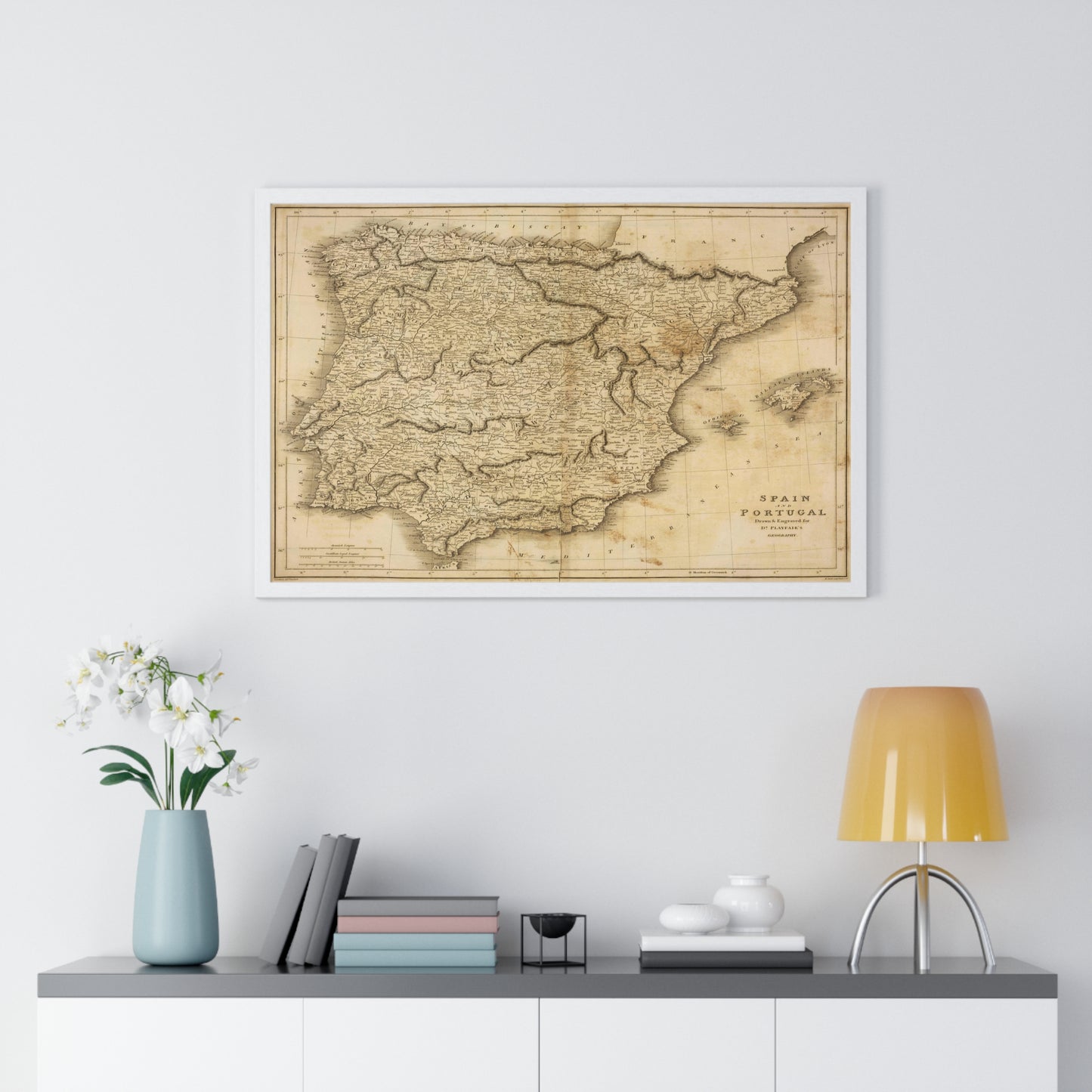 Spain & Portugal - 1814 Map (Premium Wood Frame)