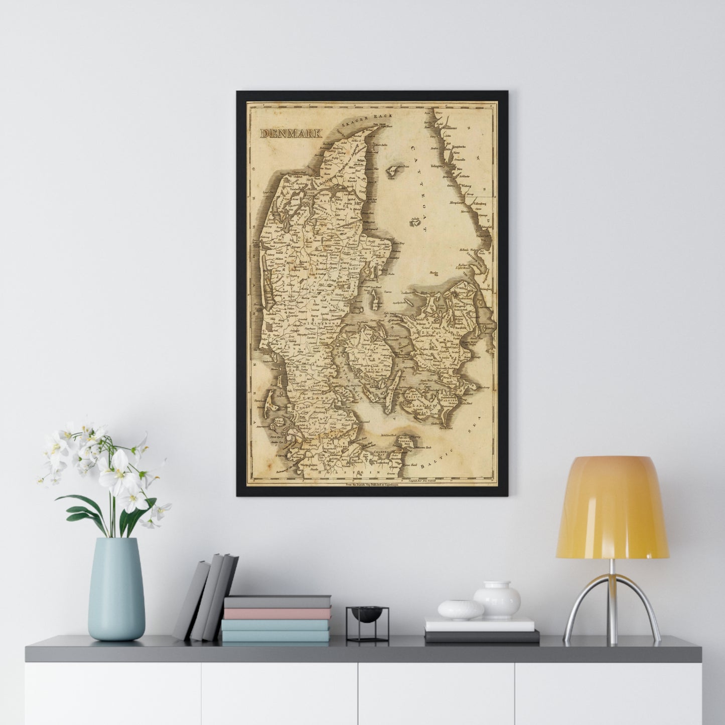 Denmark - 19th Century Map (Premium Wood Frame)
