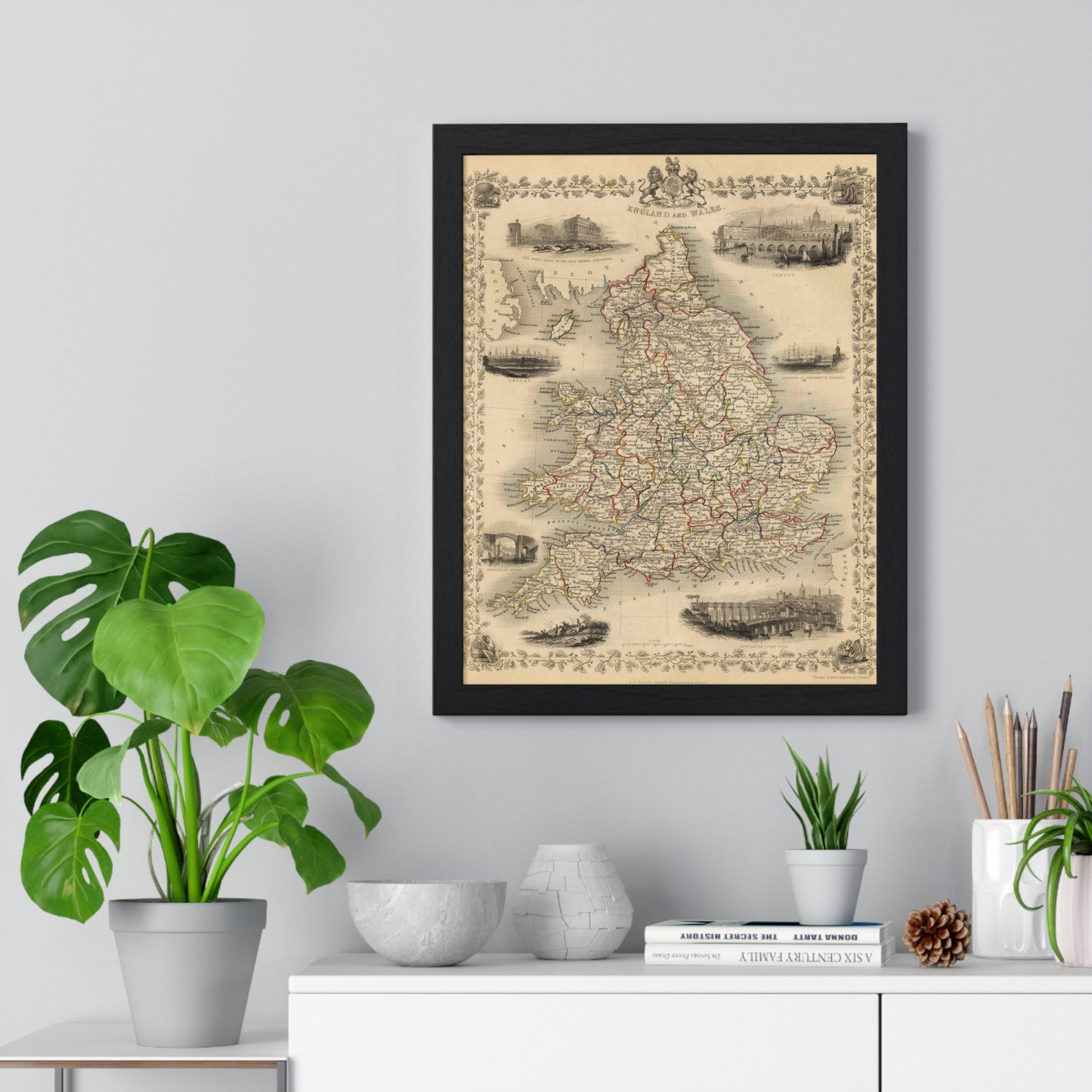 England & Wales - 19th Century Map (Premium Wood Frame)