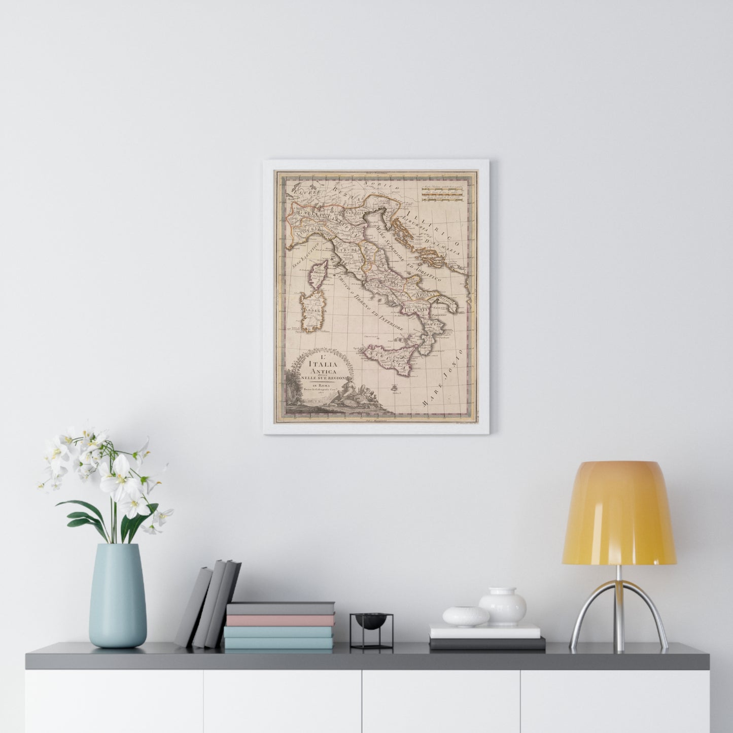 Ancient Italy - 19th Century Map (Premium Wood Frame)