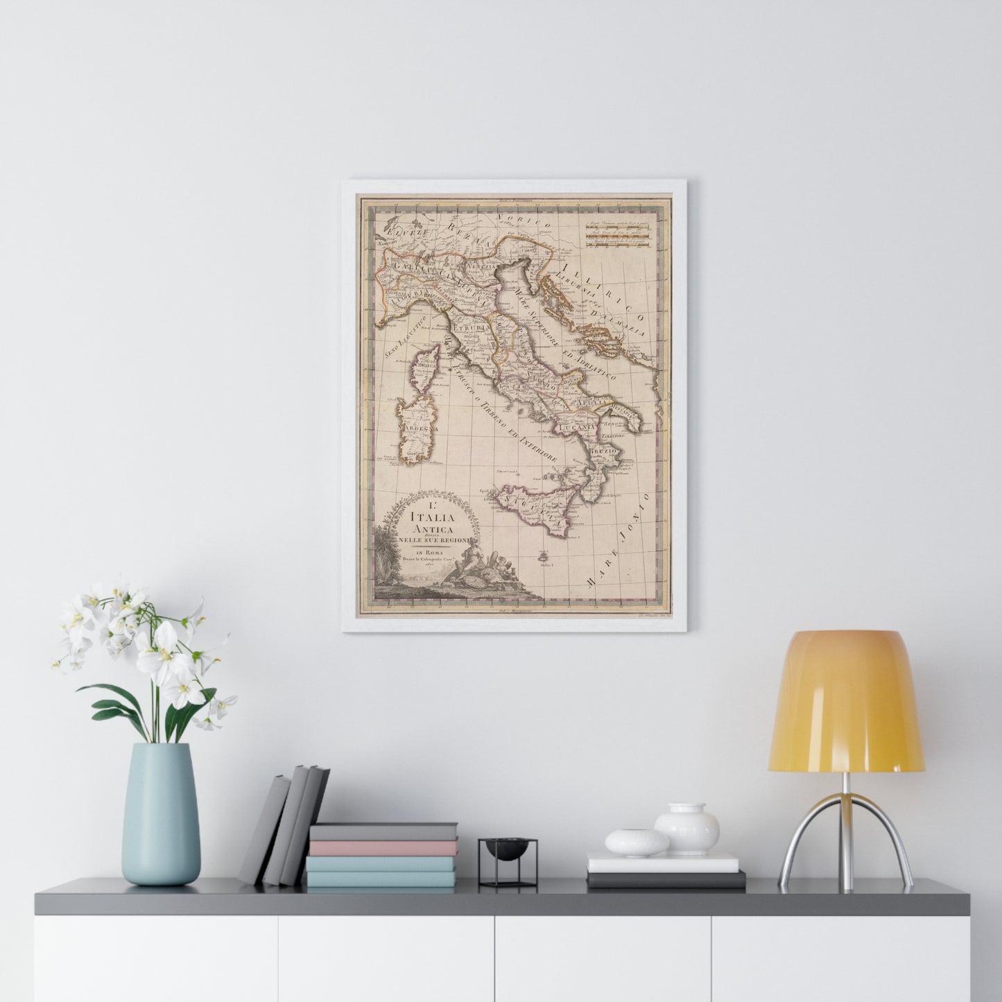 Ancient Italy - 19th Century Map (Premium Wood Frame)