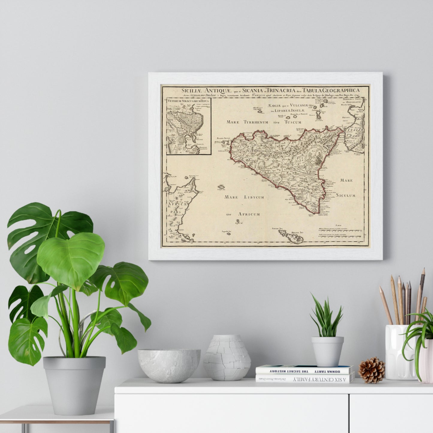 Sicily - 18th Century Map (Premium Wood Frame)
