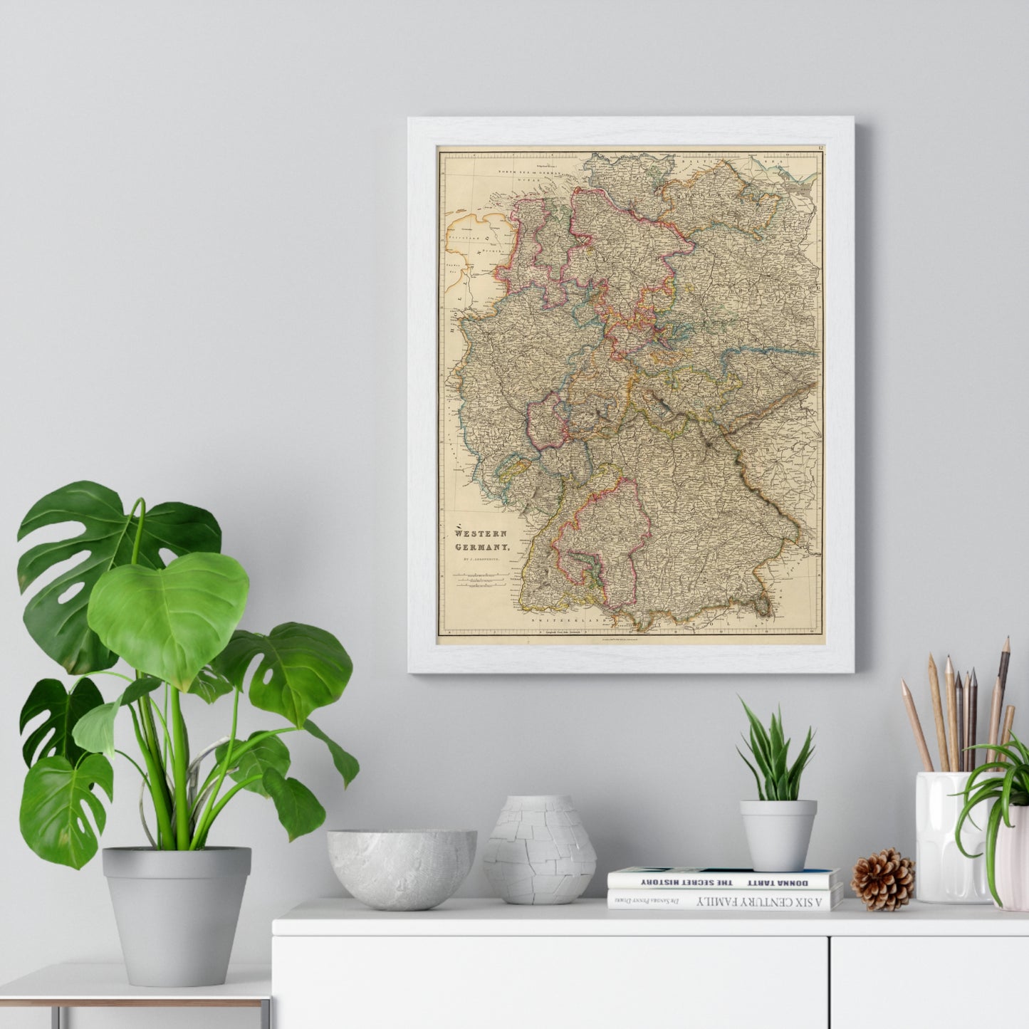Western Germany - 19th Century Map (Premium Wood Frame)