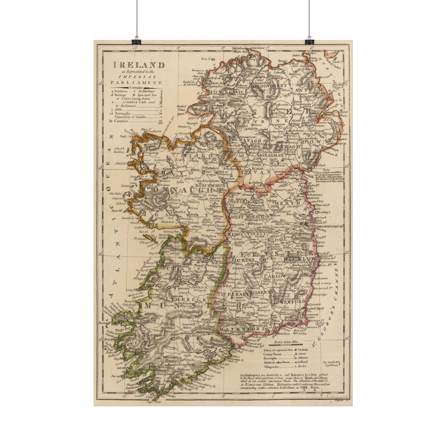 Antique Map of Ireland (1818) — Mathew Carey, Philadelphia, Carey's General Atlas