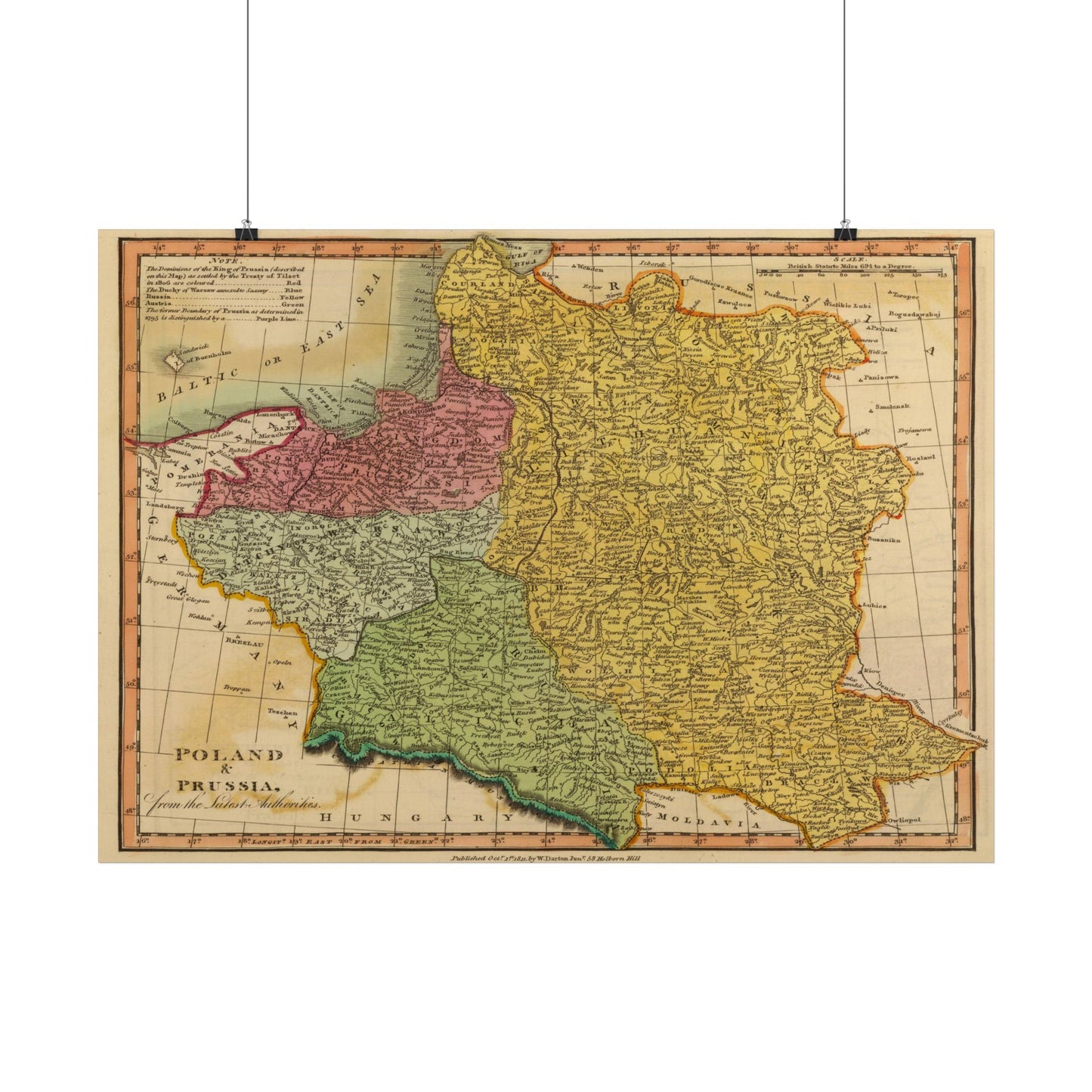 Antique Map of Poland & Prussia (1811) — William Darton, Union Atlas, London