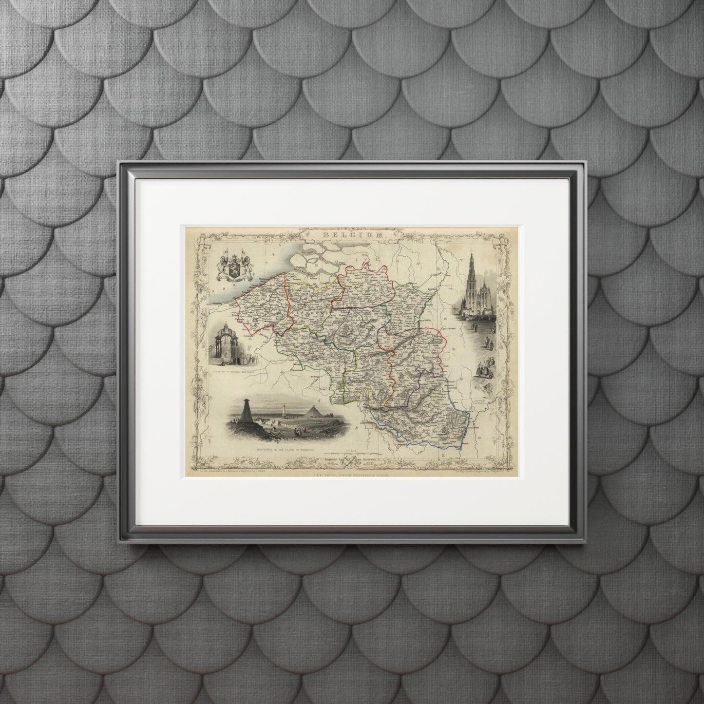 Belgium - 19th Century Map (Passepartout Paper Frame)