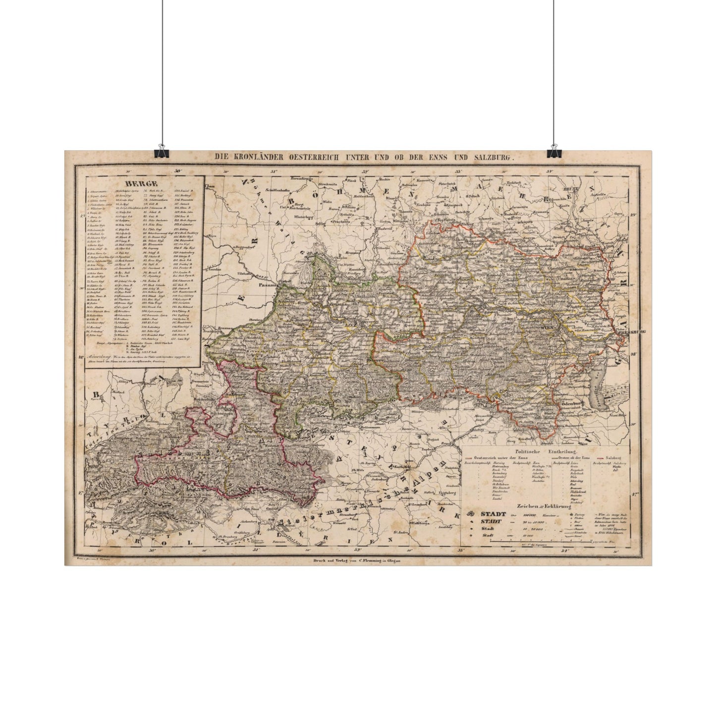 Antique Map of Austria (1855) — Crown Lands of the Habsburg Empire by Carl Flemming