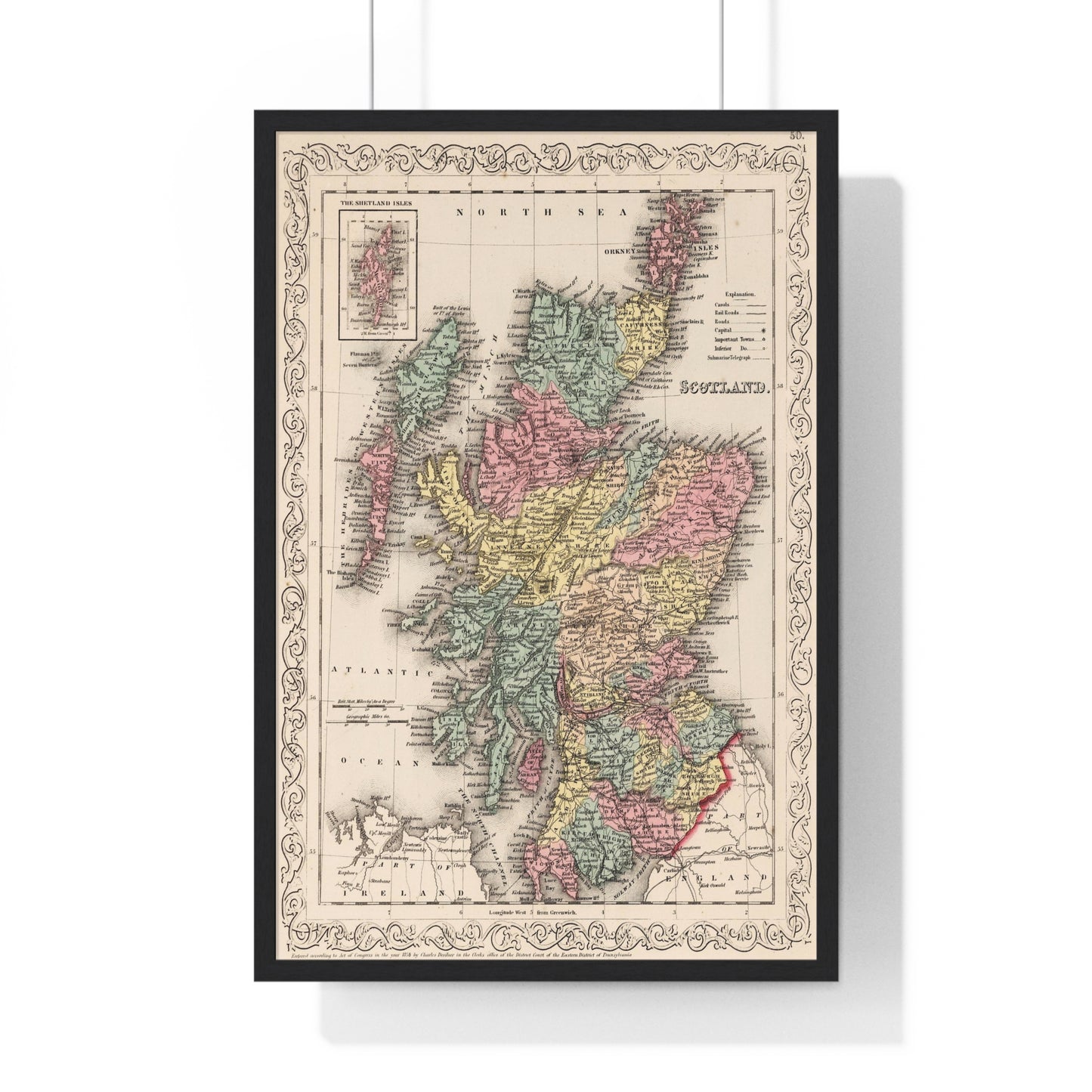 Scotland - 1859 Map (Premium Wood Frame)