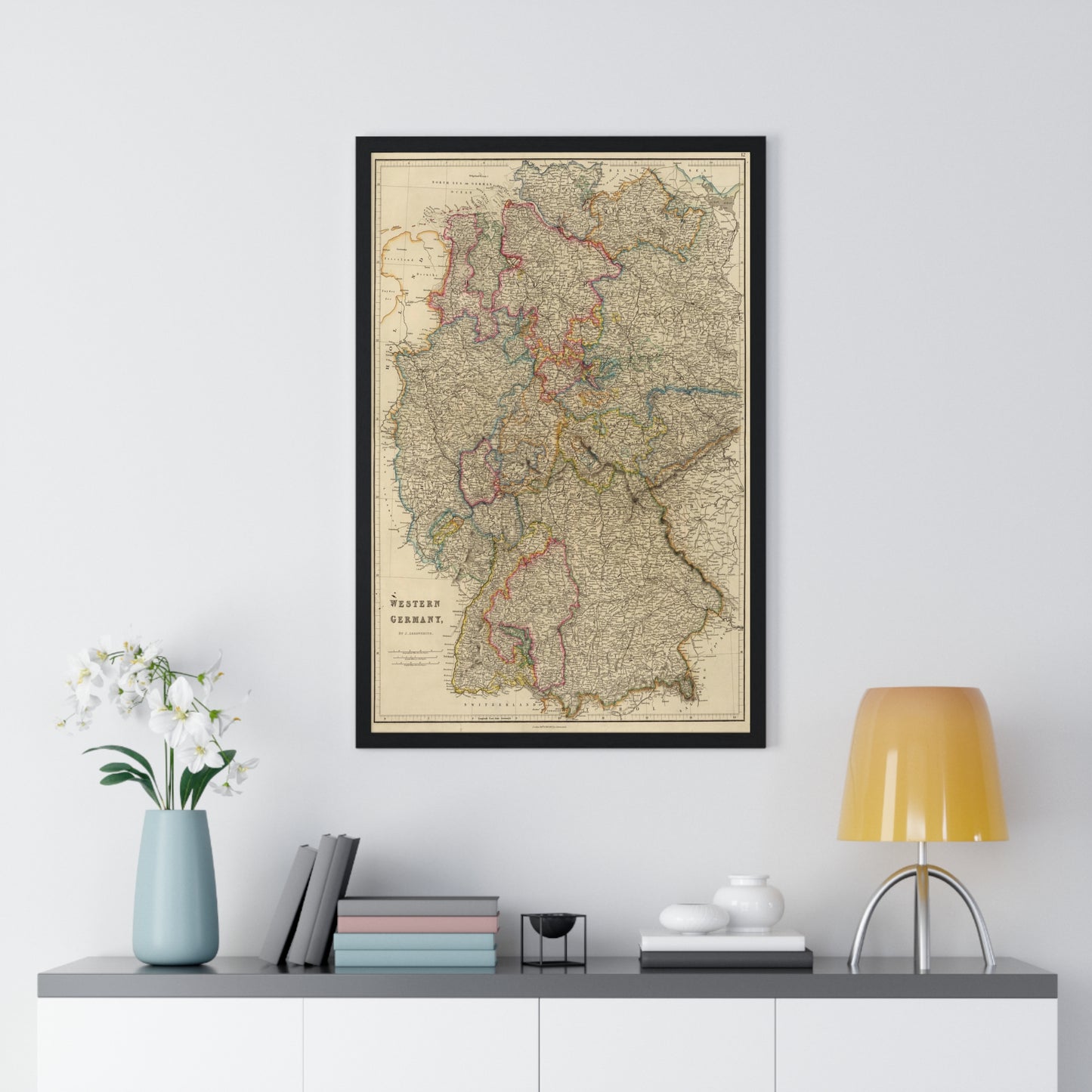 Western Germany - 19th Century Map (Premium Wood Frame)