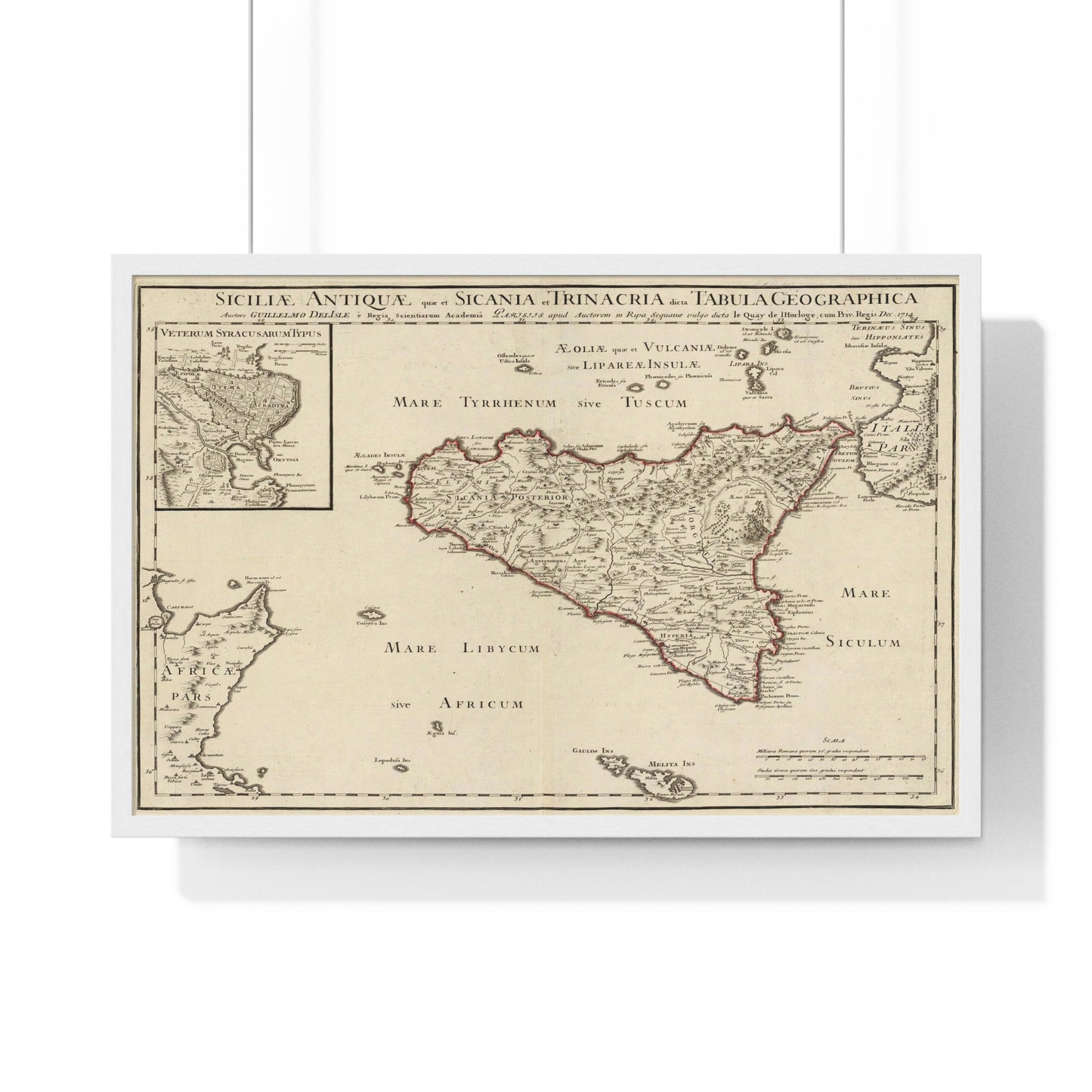 Sicily - 18th Century Map (Premium Wood Frame)