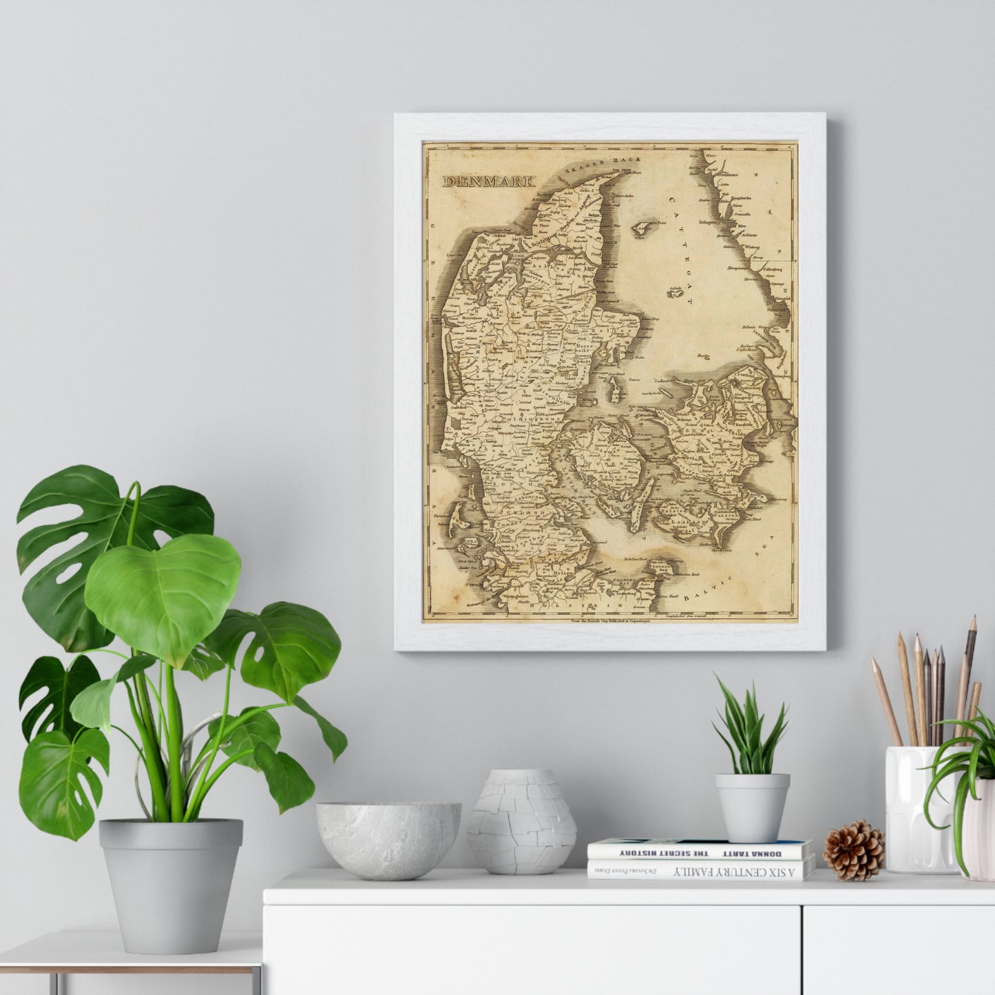 Denmark - 19th Century Map (Premium Wood Frame)
