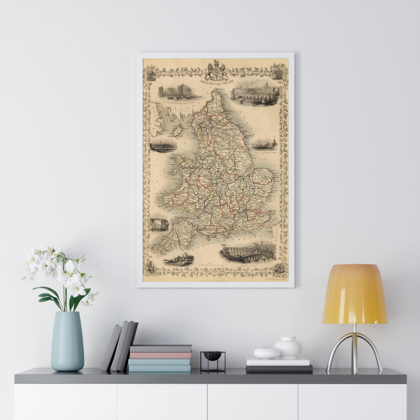 England & Wales - 19th Century Map (Premium Wood Frame)