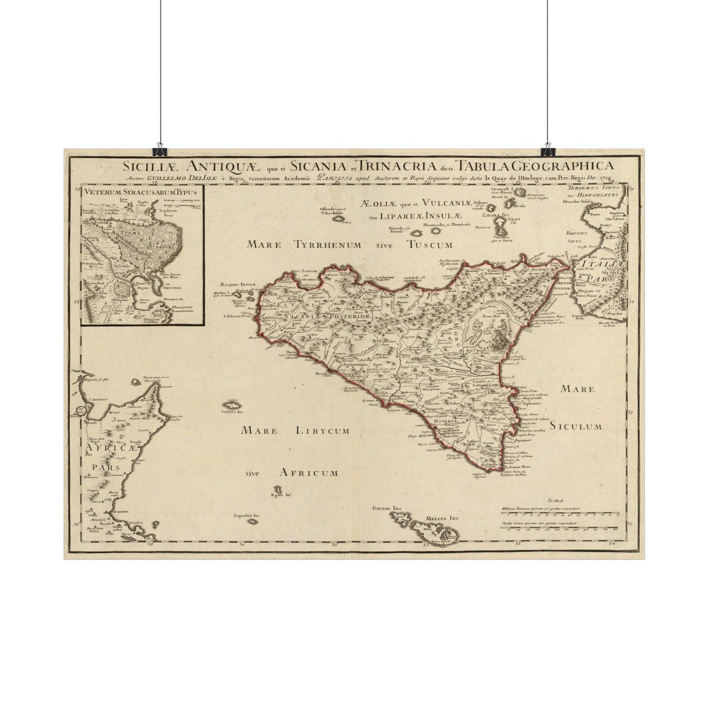 Antique Map of Ancient Sicily (1714) — Guillaume de L’Isle, Siciliae Antiquae, Paris