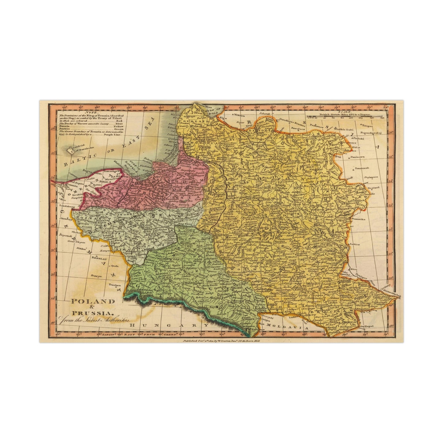 Poland - 19th Century Map (Museum Paper Print)