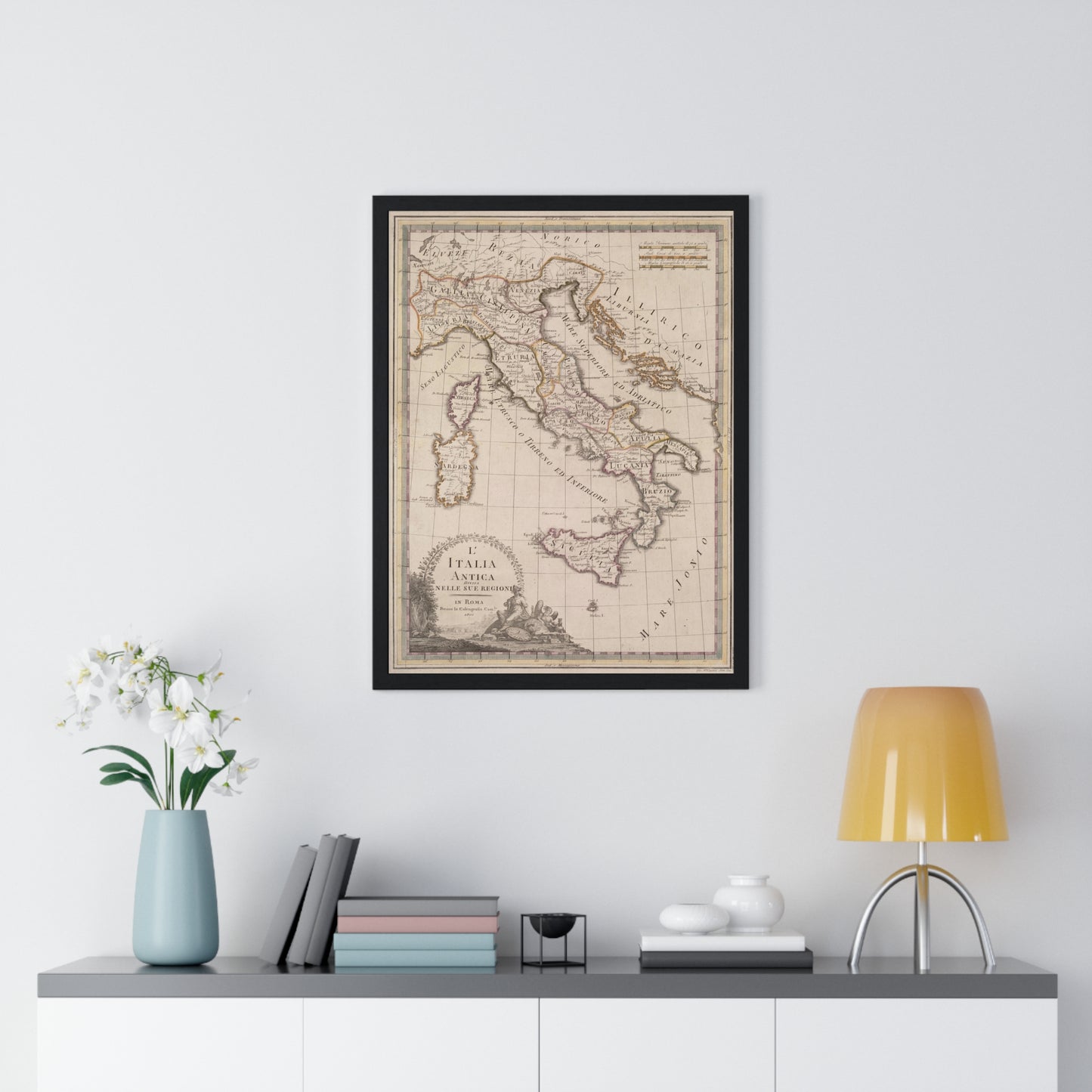 Ancient Italy - 19th Century Map (Premium Wood Frame)
