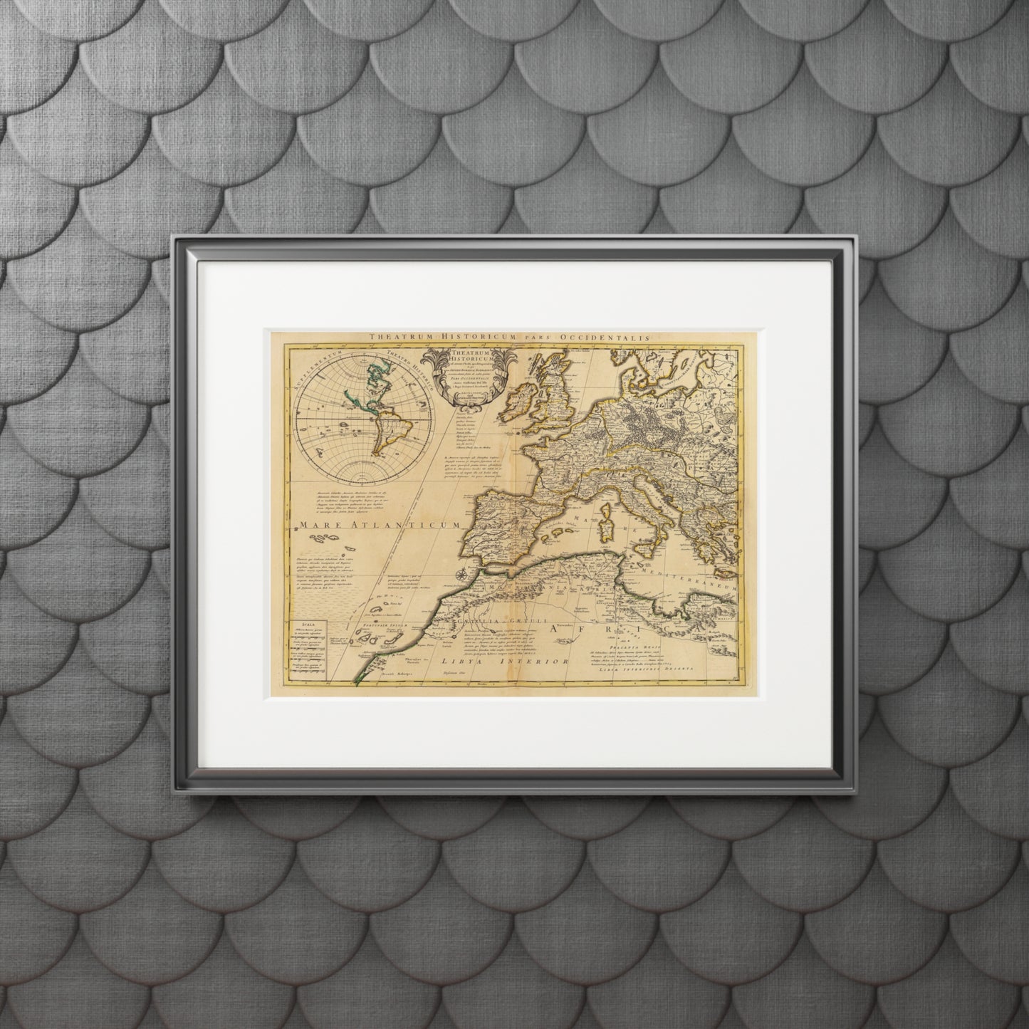 European Continent - 18th Century Map (Passepartout Paper Frame)