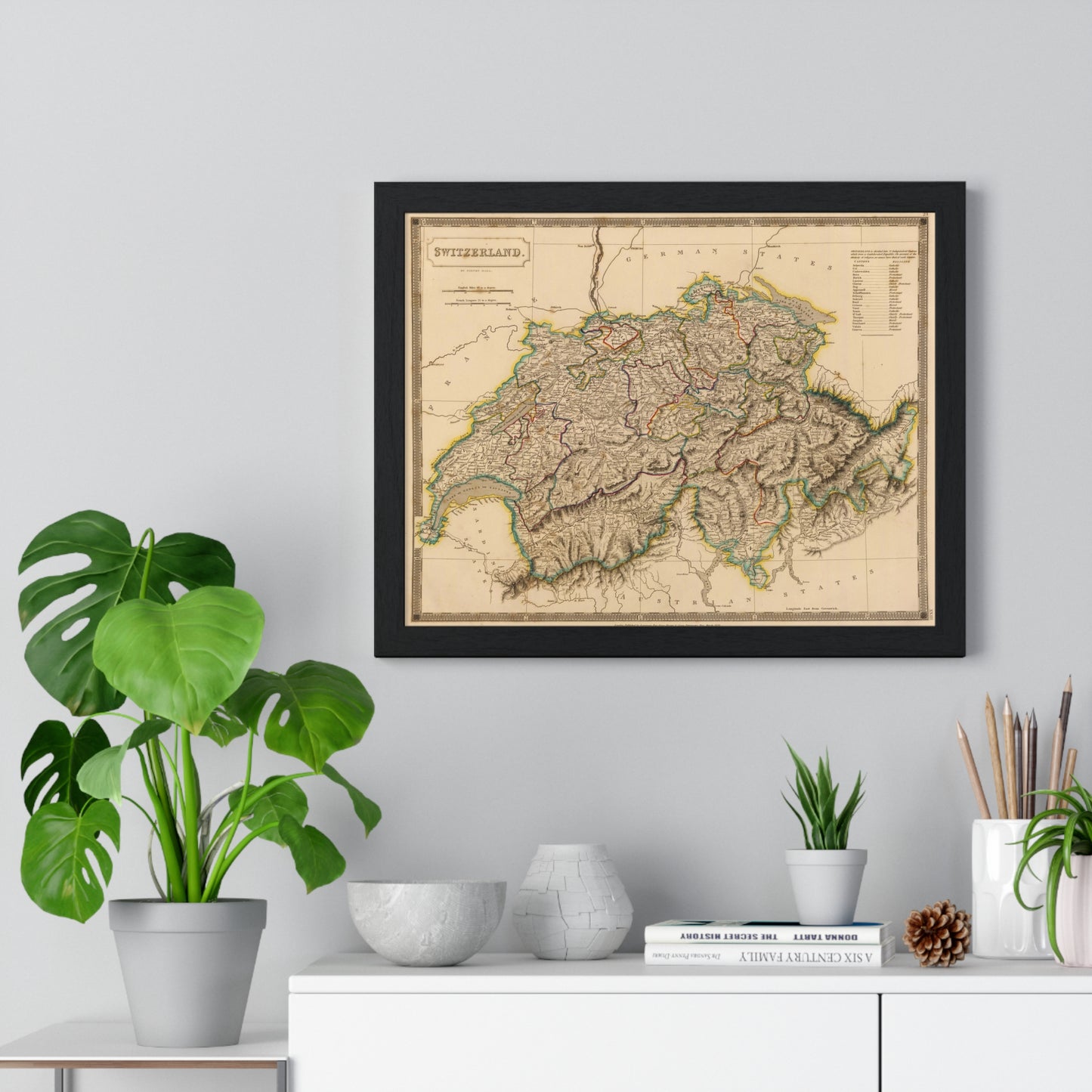 Switzerland - 19th Century Map (Premium Wood Frame)