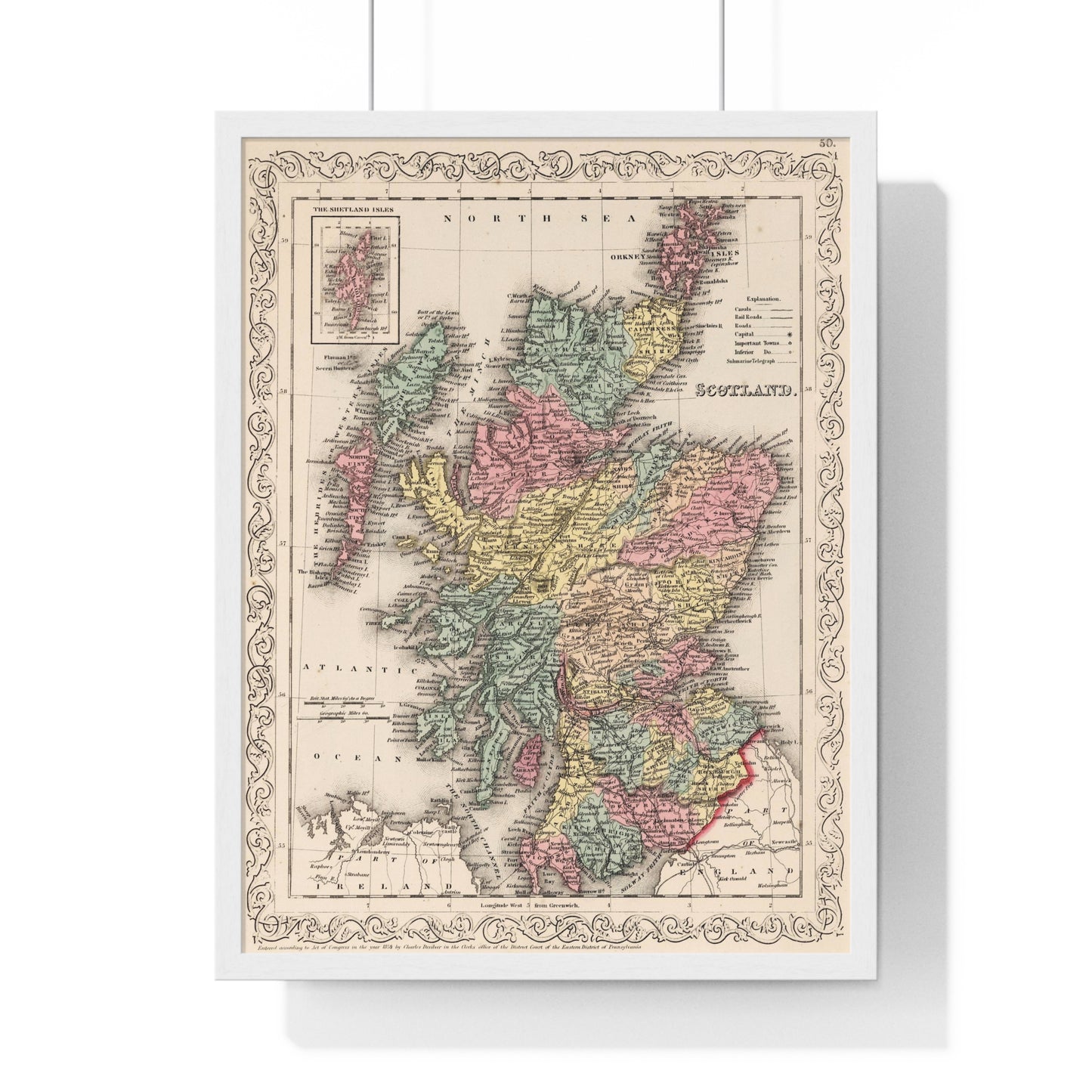Scotland - 1859 Map (Premium Wood Frame)