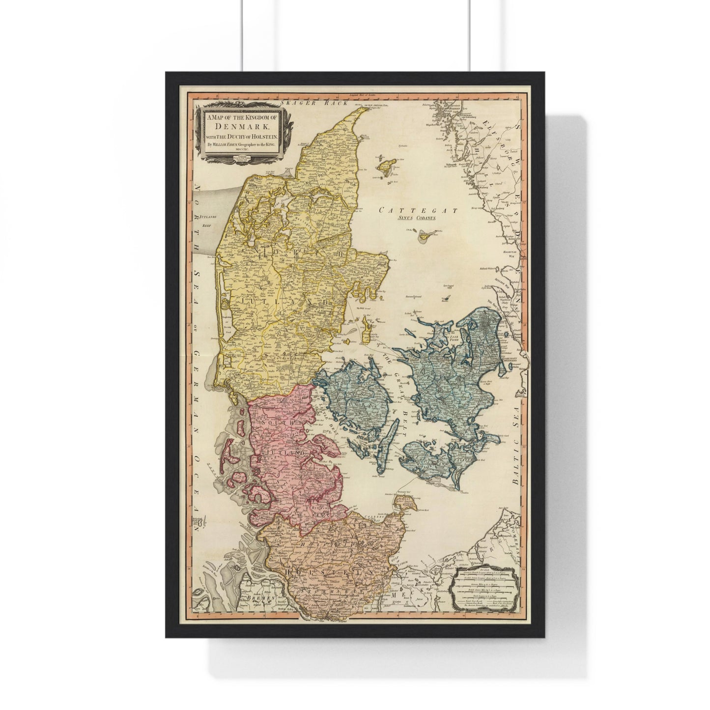 Denmark - 18th Century Map (Premium Wood Frame)