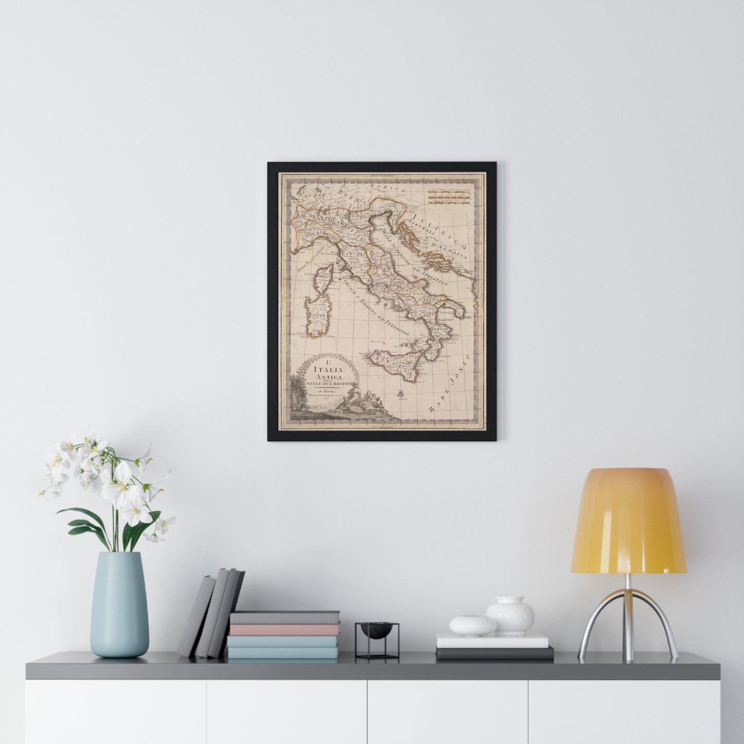 Ancient Italy - 19th Century Map (Premium Wood Frame)