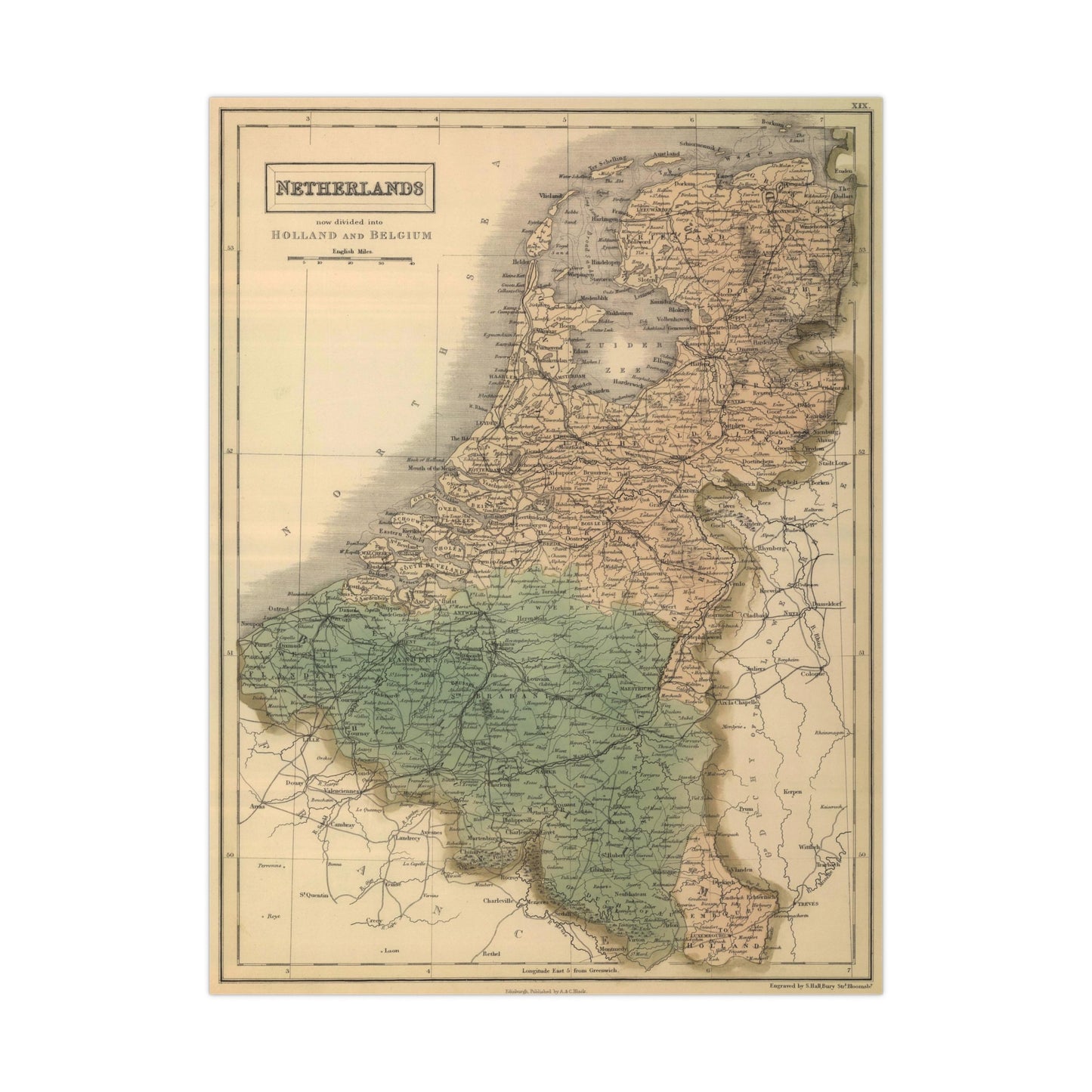 Netherlands - 19th Century Map (Museum Paper Print)