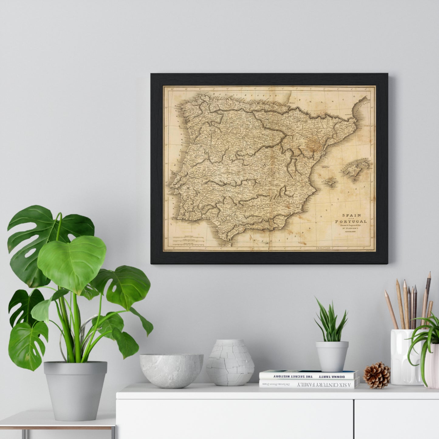 Spain & Portugal - 1814 Map (Premium Wood Frame)
