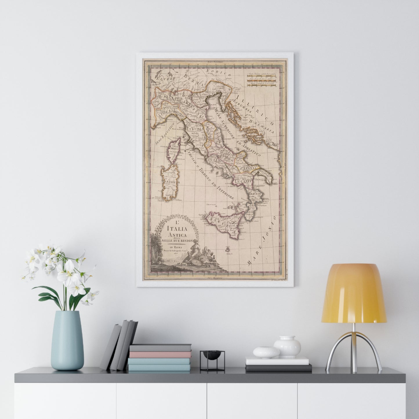Ancient Italy - 19th Century Map (Premium Wood Frame)
