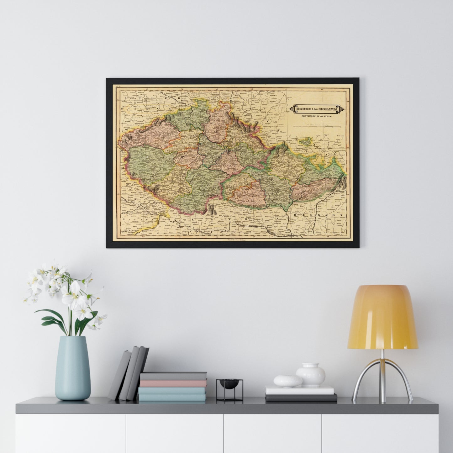 Bohemia & Moravia - 19th Century Map (Premium Wood Frame)