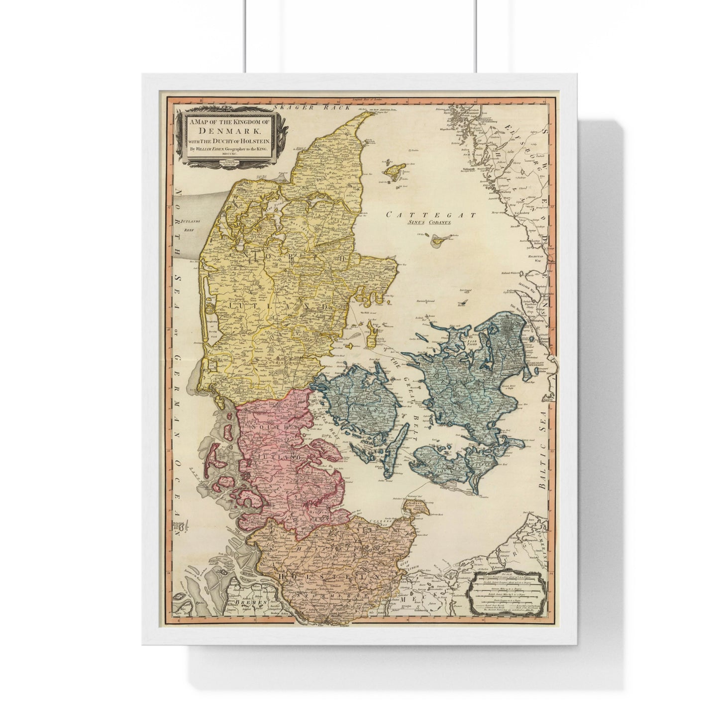 Denmark - 18th Century Map (Premium Wood Frame)