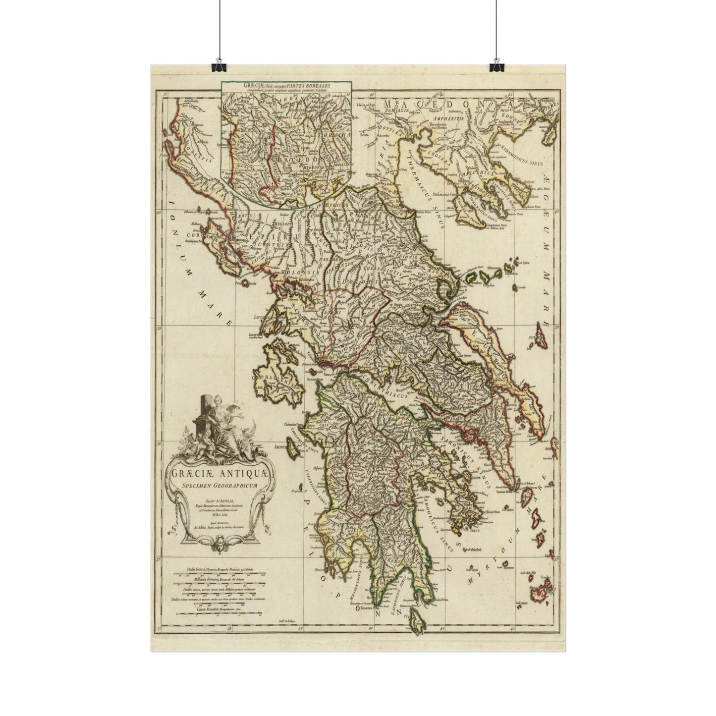 Antique Map of Ancient Greece (1762) — J.B.B. d’Anville, Graeciae Antiquae, Paris