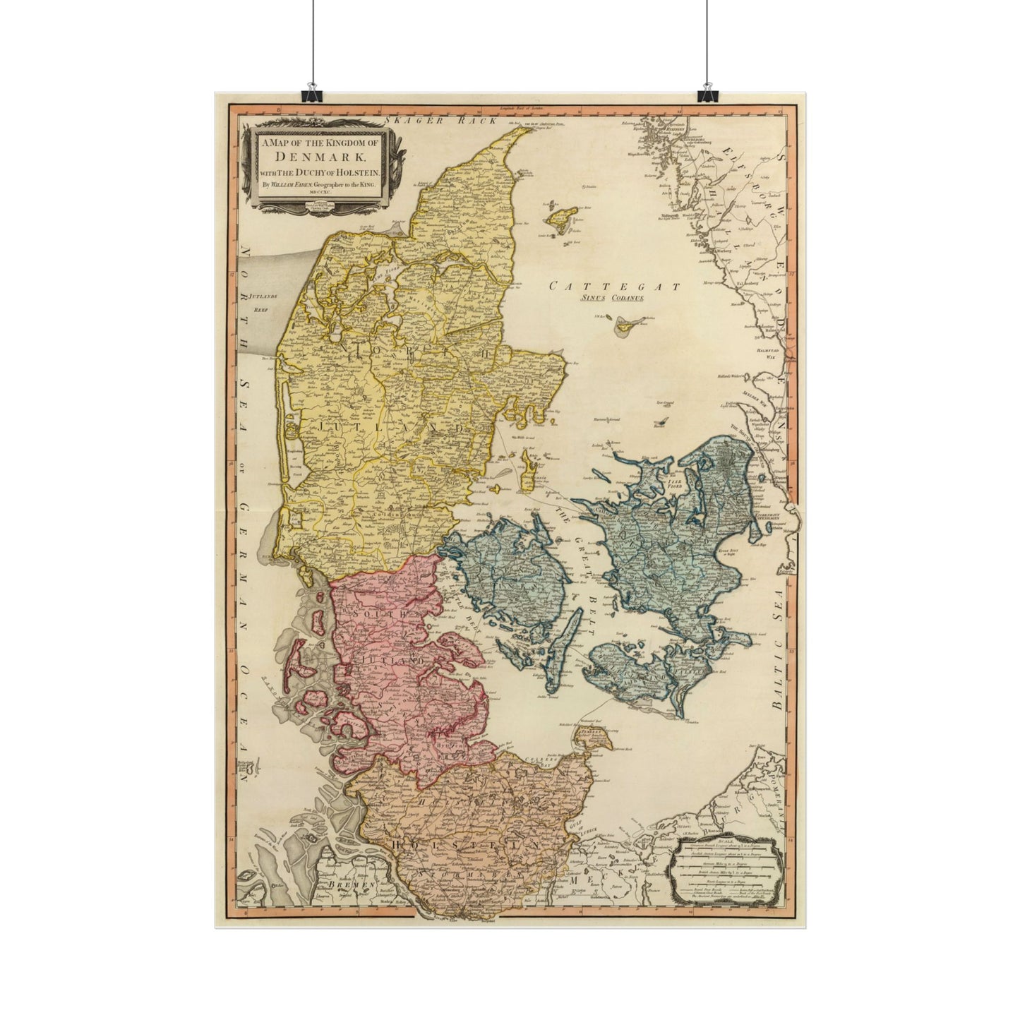 Antique Map of Denmark & Holstein (1790) — William Faden, Geographer to the King