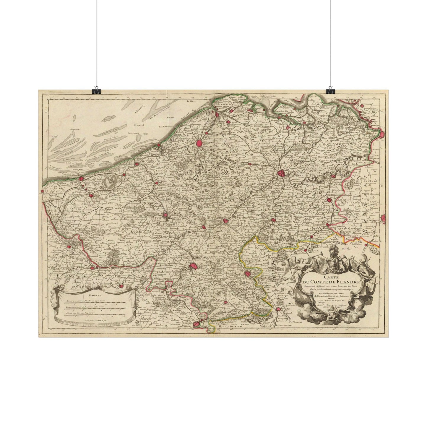 Antique Map of Flanders (1704) — Guillaume de L’Isle, Paris, Comté de Flandre