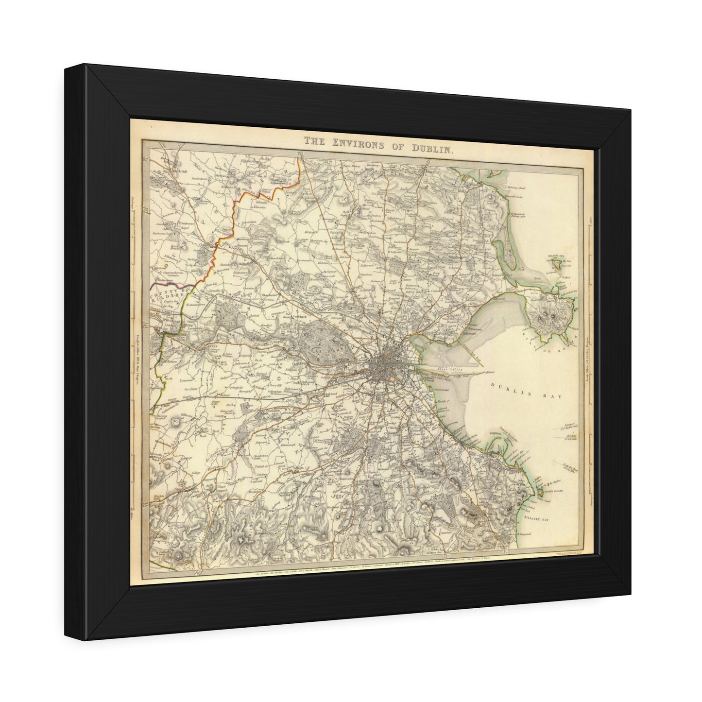 Antique Map of Dublin, Ireland (1837) — Premium Framed Restored Historical City Print