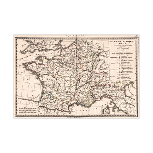 Ancient Gaul - French 19th Century Map (Museum Paper Print)