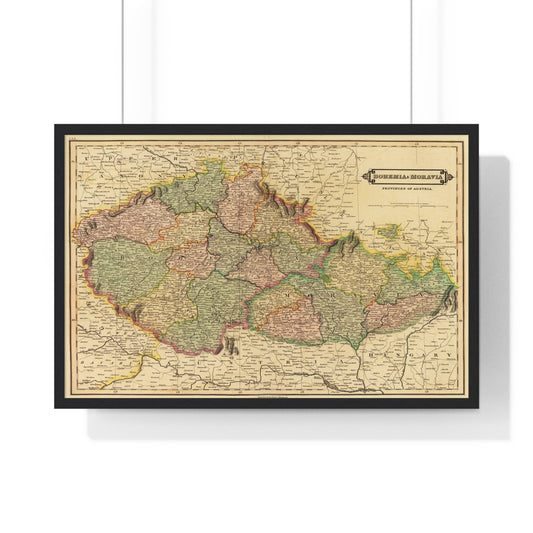 Bohemia & Moravia - 19th Century Map (Premium Wood Frame)