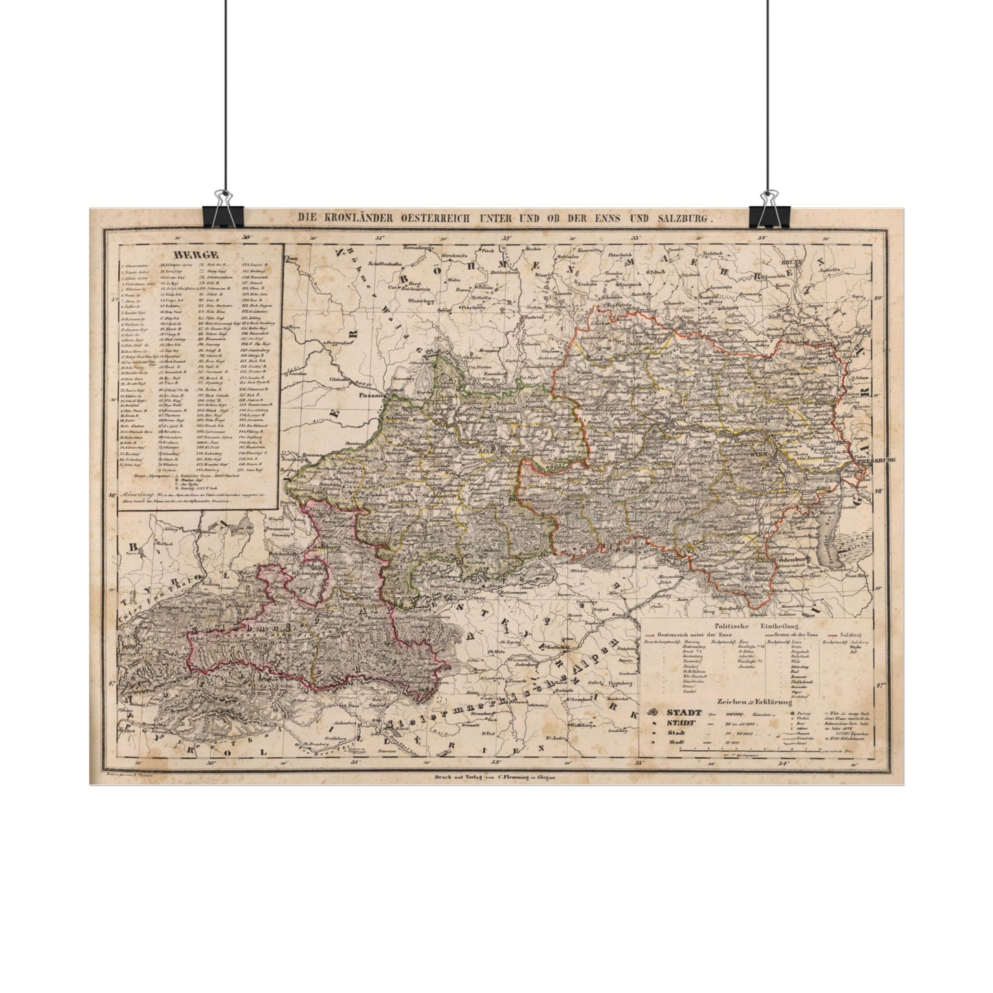Antique Map of Austria (1855) — Crown Lands of the Habsburg Empire by Carl Flemming