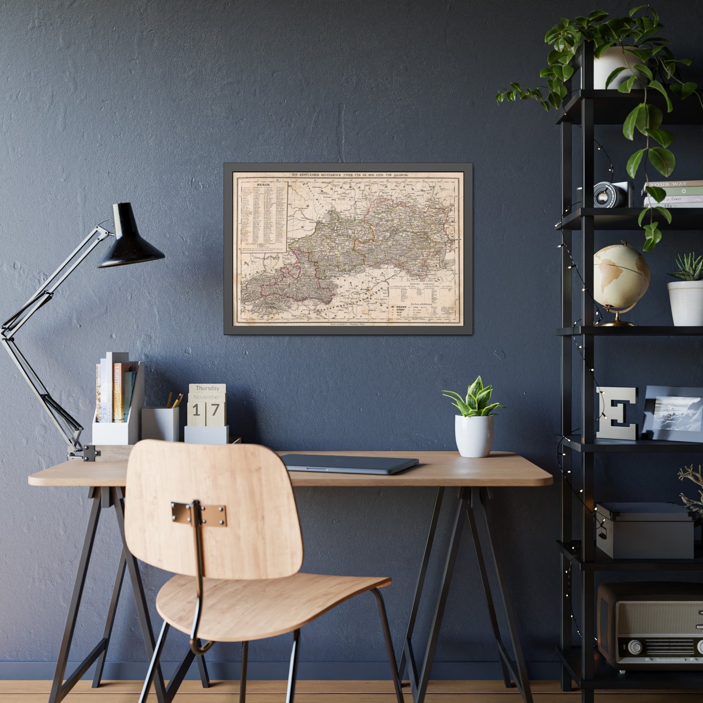 Antique Map of Austria (1855) — (Framed Print) Crown Lands of the Habsburg Empire by Carl Flemming