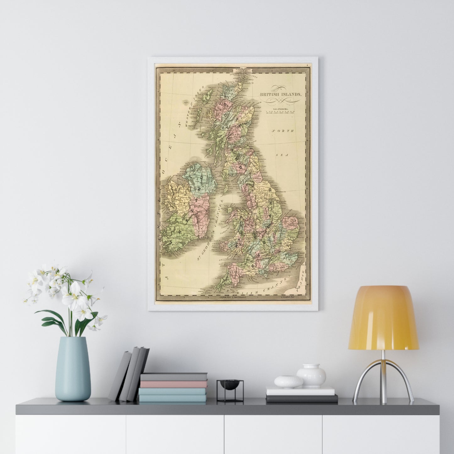 British Islands - 19th Century Map (Premium Wood Frame)