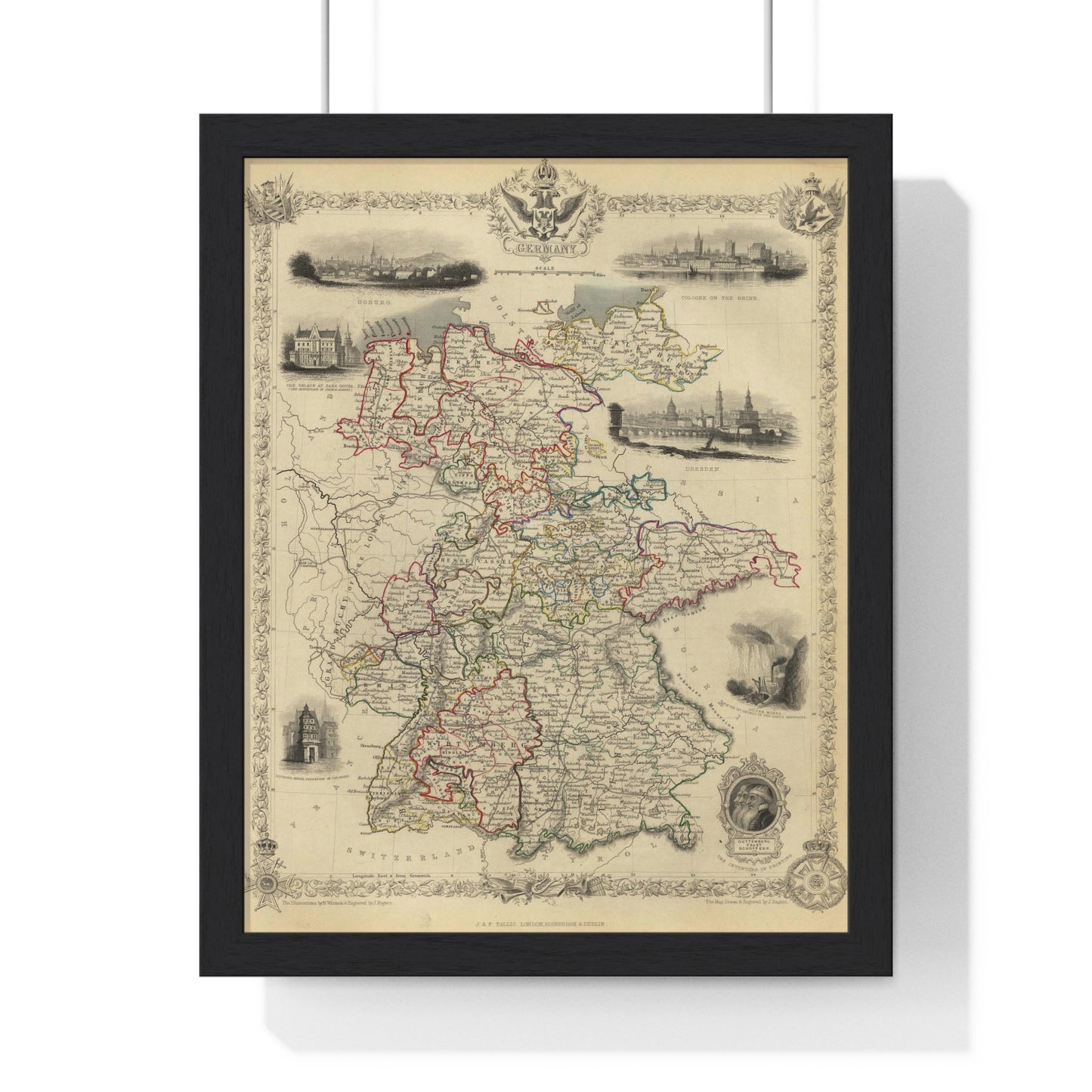 Germany - 1851 Map (Premium Wood Frame)