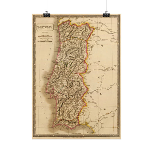 Antique Map of Portugal (1829) — Sidney Hall, A New General Atlas, London
