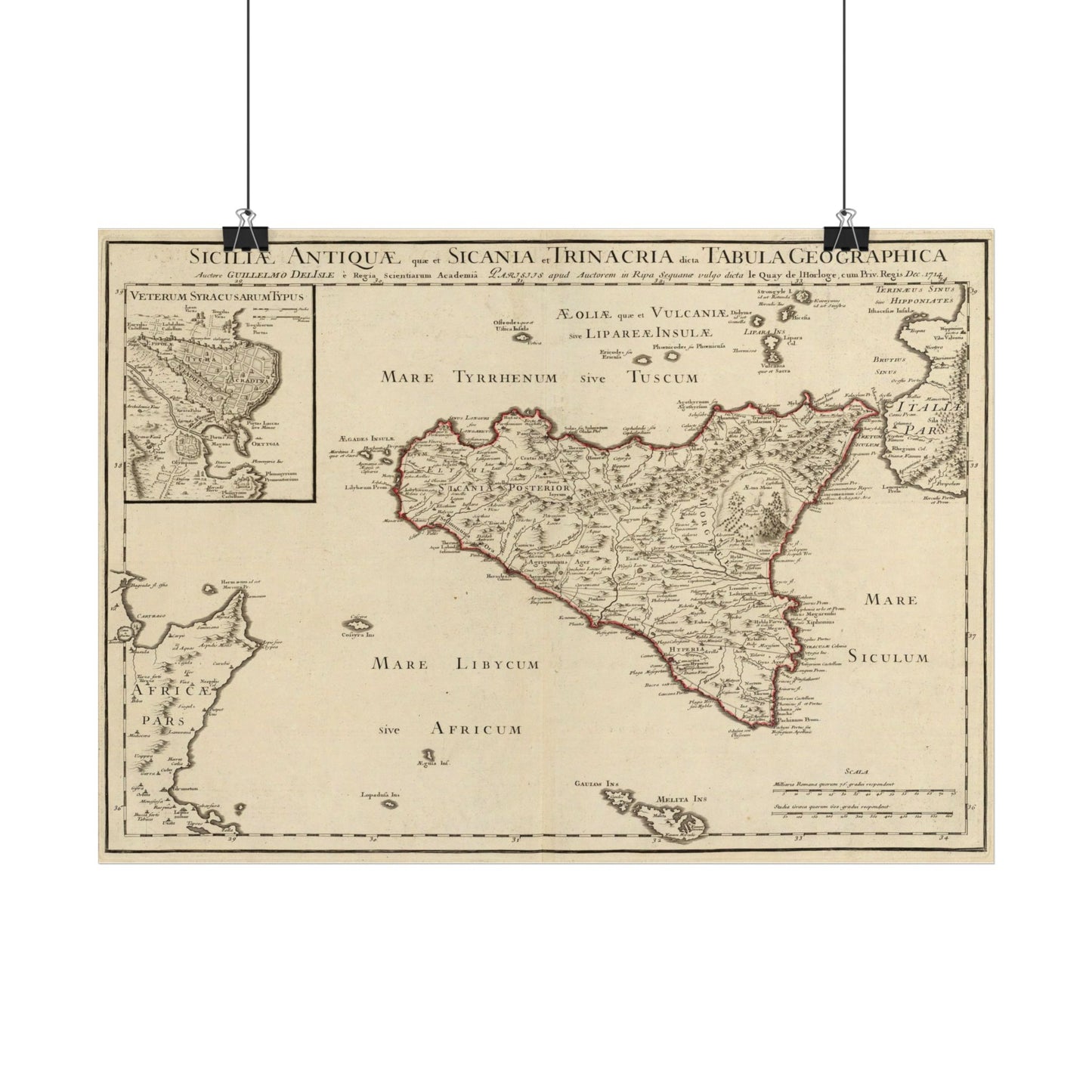 Antique Map of Ancient Sicily (1714) — Guillaume de L’Isle, Siciliae Antiquae, Paris