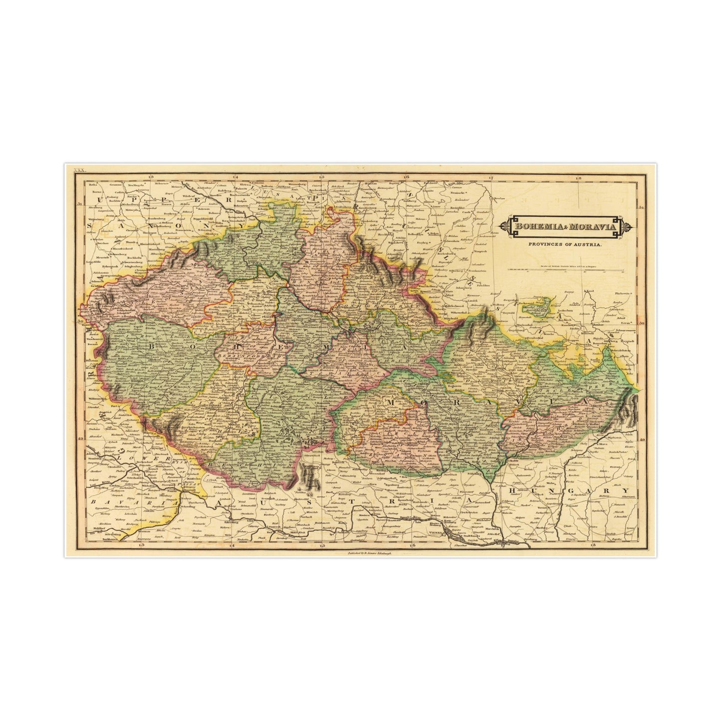 Bohemia & Moravia - 19th Century Map (Museum Paper Print)