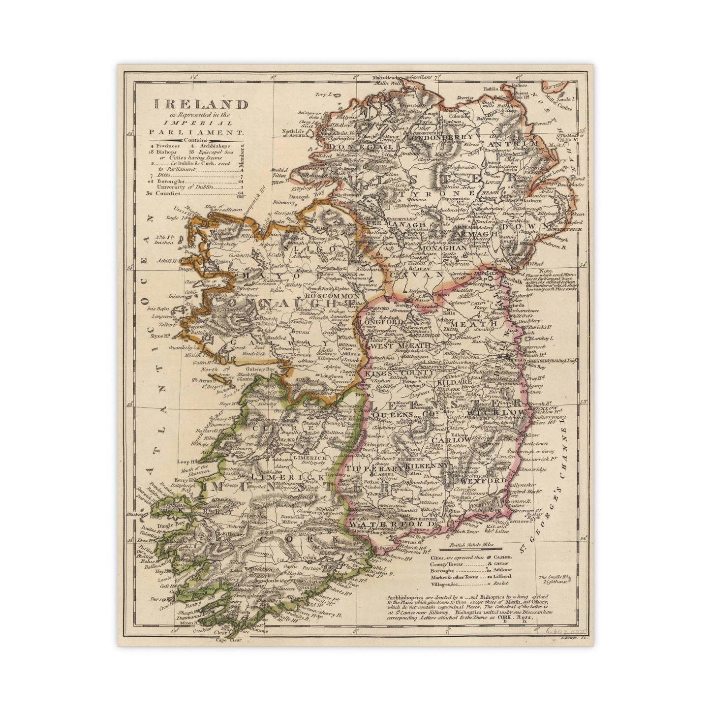 Ireland - 1818 Map (Museum Paper Print)