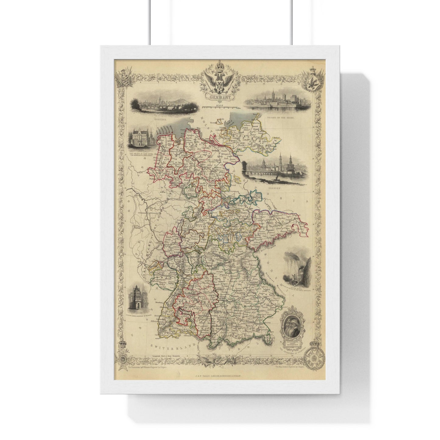 Germany - 1851 Map (Premium Wood Frame)