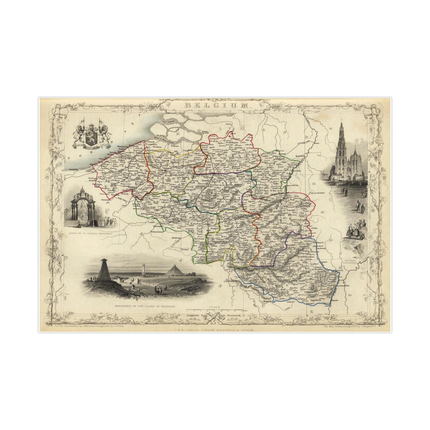 Belgium - 19th Century Map (Museum Paper Print)
