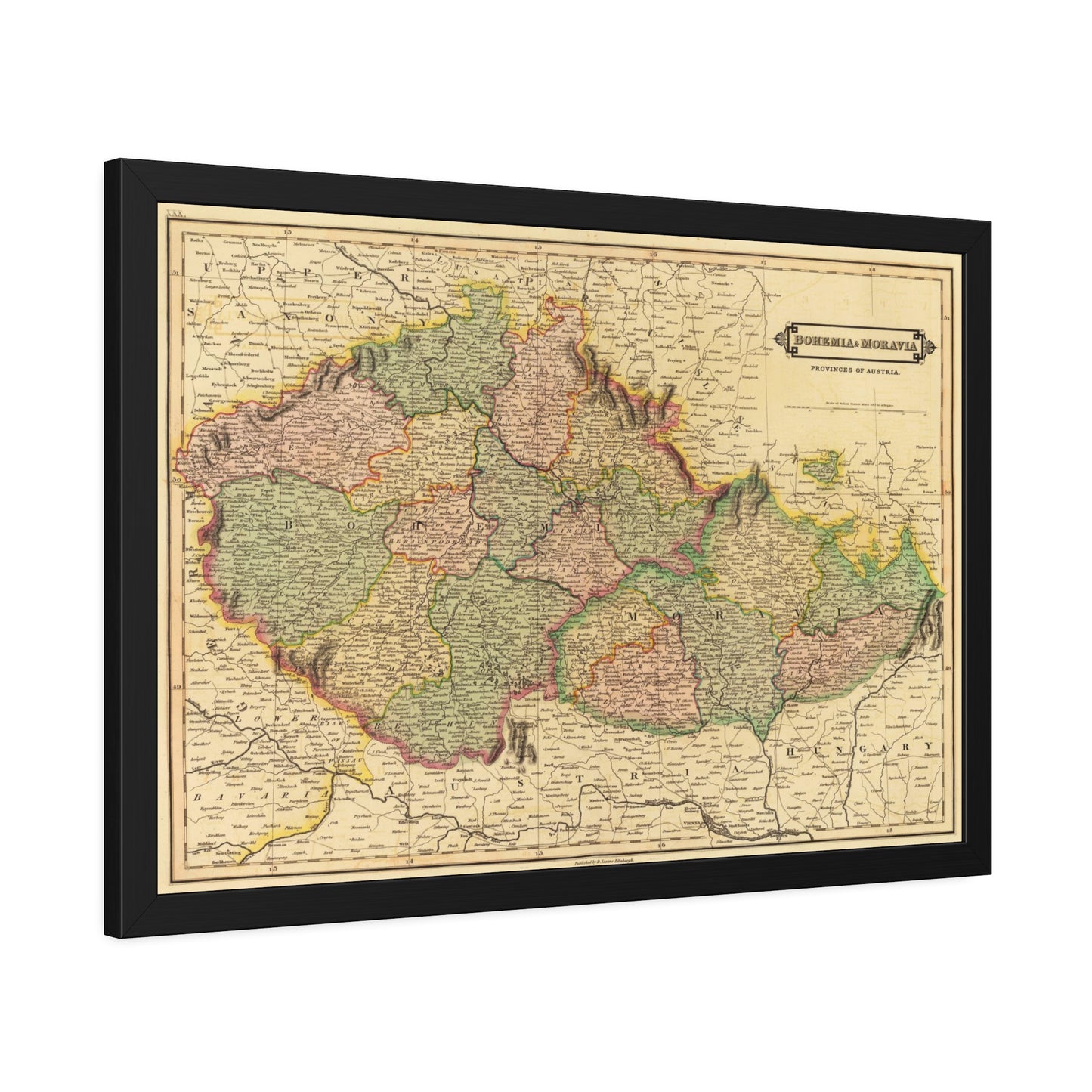 Antique Map of Bohemia and Moravia (1831) — (Framed Print) Provinces of Austria by Daniel Lizars