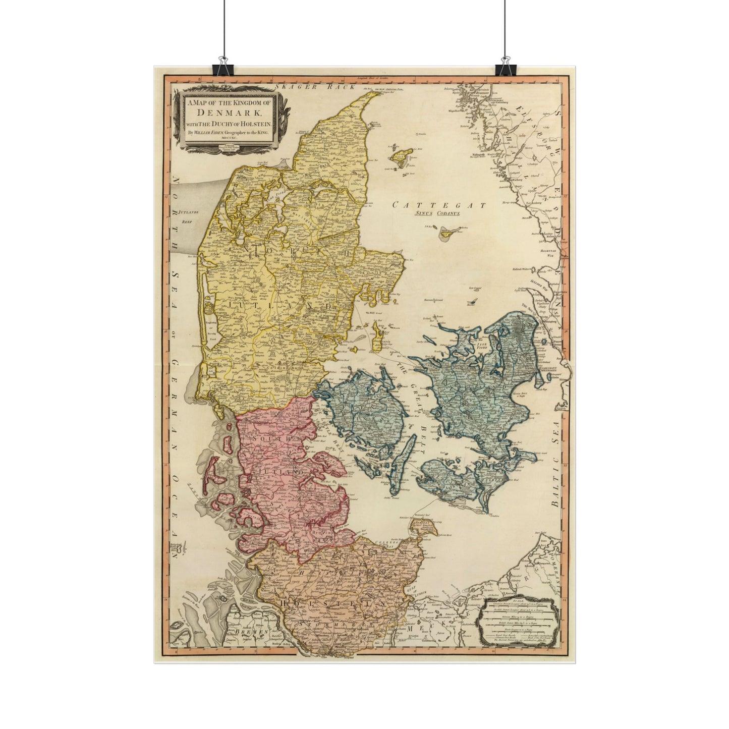 Antique Map of Denmark & Holstein (1790) — William Faden, Geographer to the King