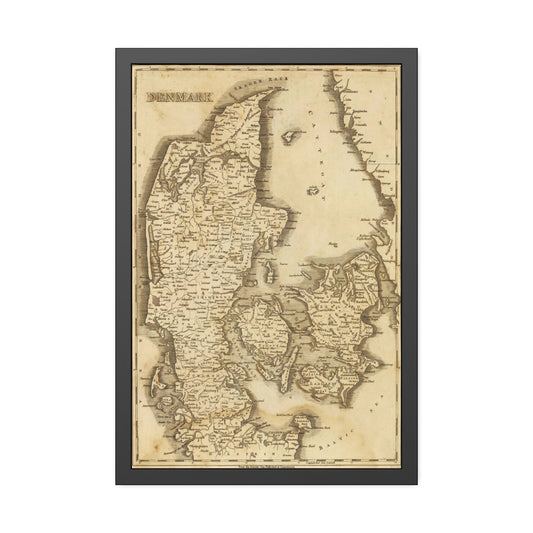 Antique Map of Denmark (1812) — (Framed Print) Arrowsmith & Lewis, Early 19th-Century Atlas Edition
