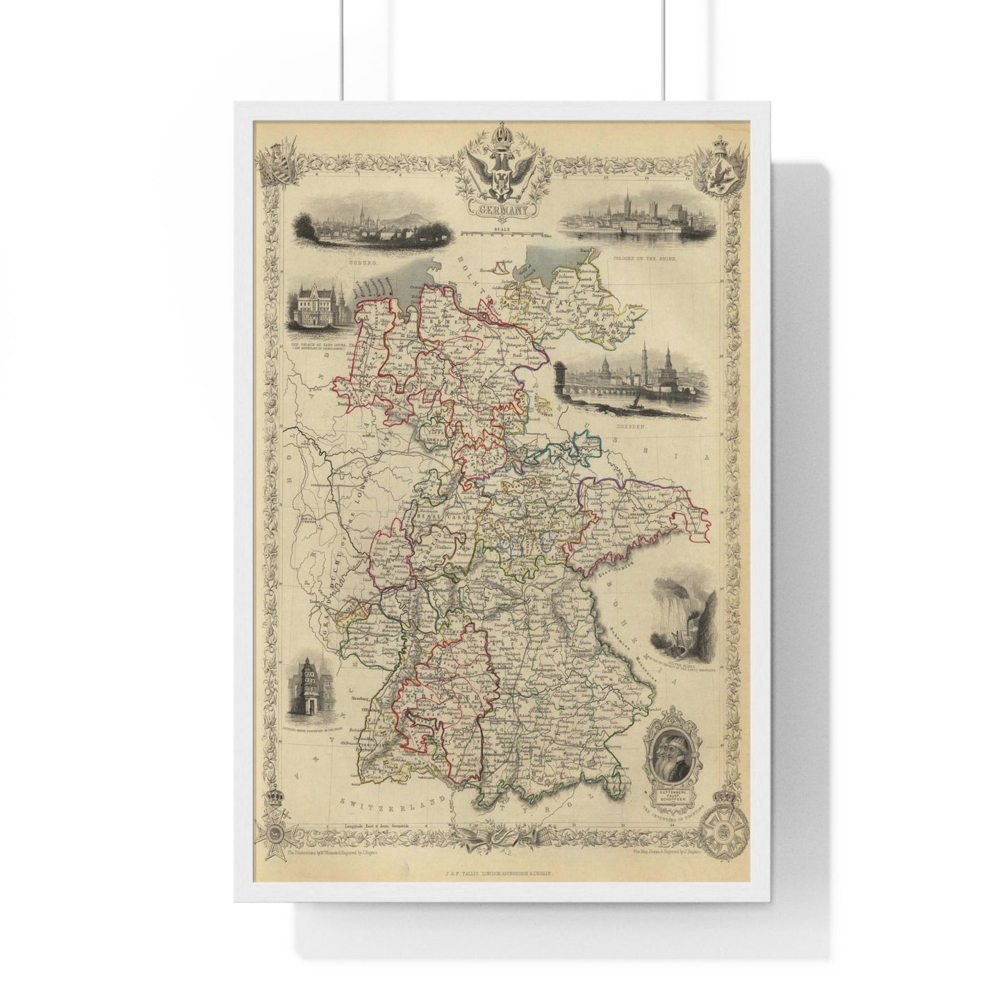 Germany - 1851 Map (Premium Wood Frame)