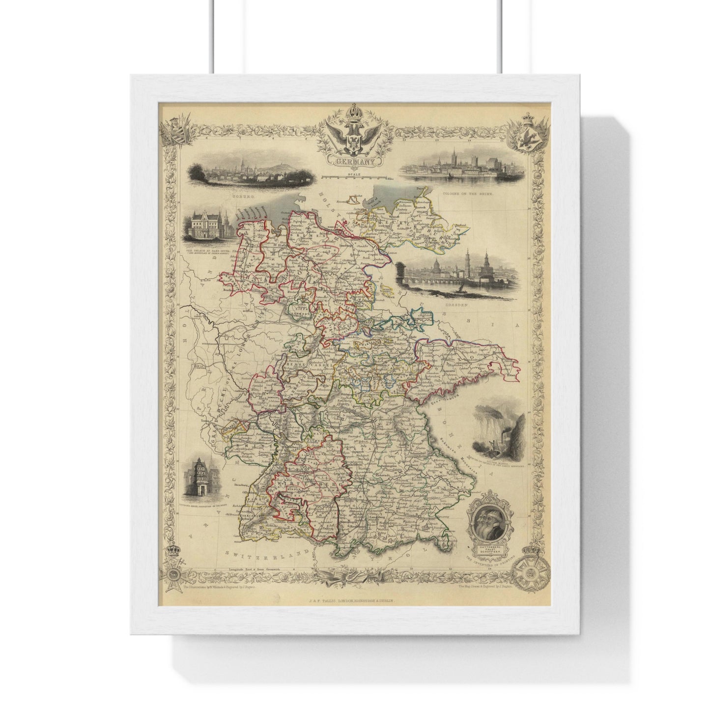 Germany - 1851 Map (Premium Wood Frame)